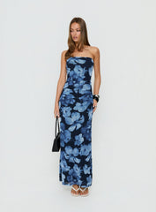 Lanora Strapless Maxi Dress Blue Floral