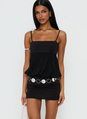 Franciska Sheer Blouson Mini Dress Black