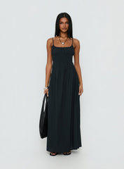 Magnolie Shirred Maxi Dress Charcoal