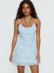 Lissie Scoop Mini Dress Blue Polka Dot
