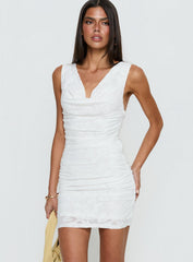 Brigetta Cowl Neck Mini Dress White