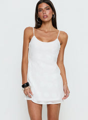 Lissie Scoop Mini Dress White Polka Dot