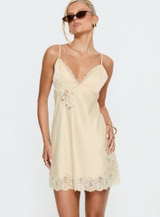 Aloura Spliced Lace Mini Dress Butter