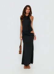 Arabel Halter Cowl Neck Maxi Dress Black