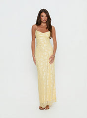 Celena Maxi Dress Lemon Burnout