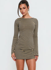 Bryanna Long Sleeve Mini Dress Yellow / Navy