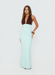 Dulzura Halter Maxi Dress Blue / Brown