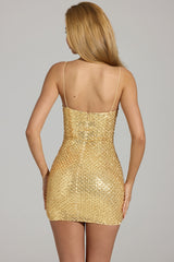 Embellished Mini Dress in Gold