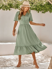 SWEETEST ONE POPPIES SHORT SLEEVE MAXI DRESS - SAGE