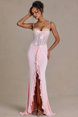 Embellished Lace Corset Gown in Blossom