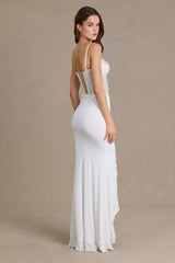 Embellished Lace Corset Gown in Snow
