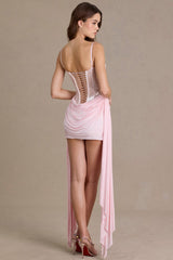Embellished Lace Corset Mini Dress in Blossom