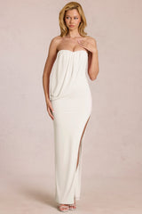 Bandeau Draped Maxi Dress in Pearl