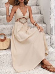 Backless Halter Neck Maxi Dress