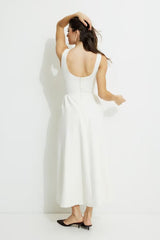 Iris Flared Ponte Maxi Dress-White