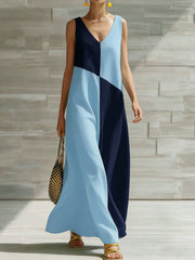 Color Block Sleeveless Maxi Dress