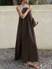 Crochet Trim Sleeveless Maxi Dress
