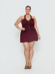 Aisleigh Sequin Halter Mini Dress Berry Curve