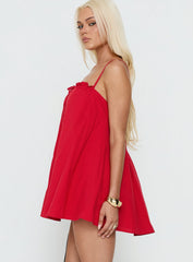 Loveless Strappy Babydoll Mini Dress Red