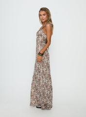 Baley Bias Cut Frill Maxi Dress Paisley