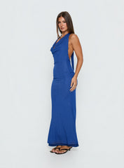 Jazminah Halter Cowl Neck Maxi Dress Royal Blue