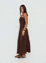 Tinsie Strapless Maxi Dress Chocolate Brown