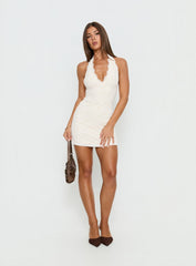Nataliana Lace Halter Mini Dress White