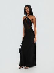 Rosario Halter Sheer Maxi Dress Black