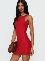 Miamora Lace Mini Dress Red