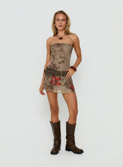 Magic Number Strapless Mini Dress Animal Floral