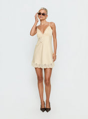 Aloura Spliced Lace Mini Dress Butter