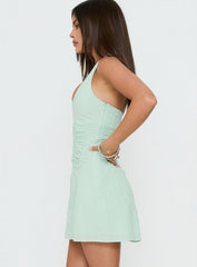 Silver Springs Halter Ruched Mini Dress Jelly Mint