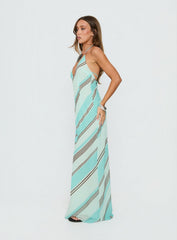Esmira Halter Maxi Dress Blue Stripe