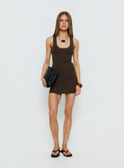 Micka Scoop Mini Dress Brown