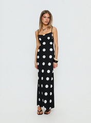 Avienna Maxi Dress Black Polka Dot