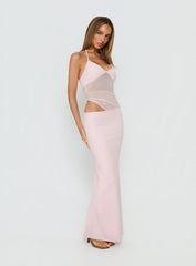 Afinity Sheer V Neck Maxi Dress Pink