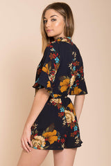 Abril Floral Romper Navy