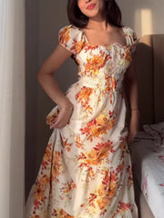 Floral Print Short Sleeve Dress