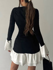 Ruffle Hem Long Sleeve Mini Dress