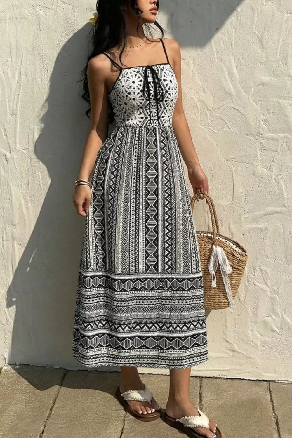 Tie-Front Square Neck Cami Dress