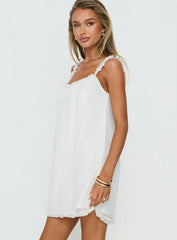Sleeping Beauty Frill Baby Doll Mini Dress White