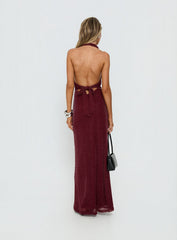 Wild Bunch Cowl Neck Backless Maxi Dress Burgundy