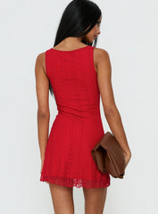 Miamora Lace Mini Dress Red