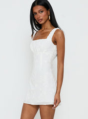 Donnamarie Embroidered Mini Dress White