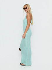 Nalanie Halter Crochet Maxi Dress Aqua