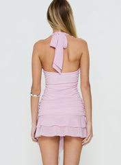 Leyda Plunge Frill Mini Dress Purple