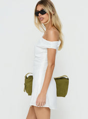 Izadonna Off Shoulder Cinched Mini Dress White