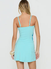 Admiration Bead Detail Mini Dress Turquoise