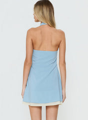 Tameika Halter Cowl Neck Mini Dress Blue / Butter