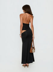 Arabel Halter Cowl Neck Maxi Dress Black